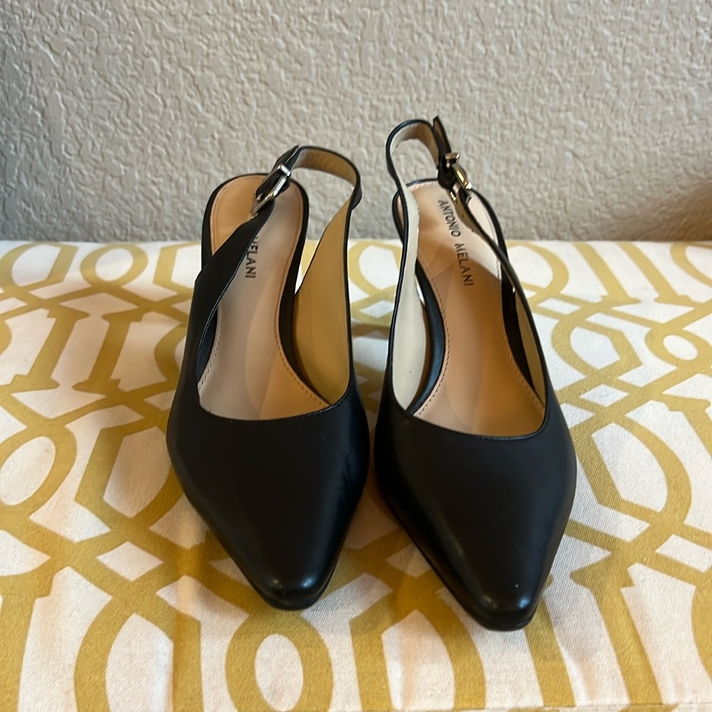 Antonio Melani Sling-Back Black Kitten Heel Pumps